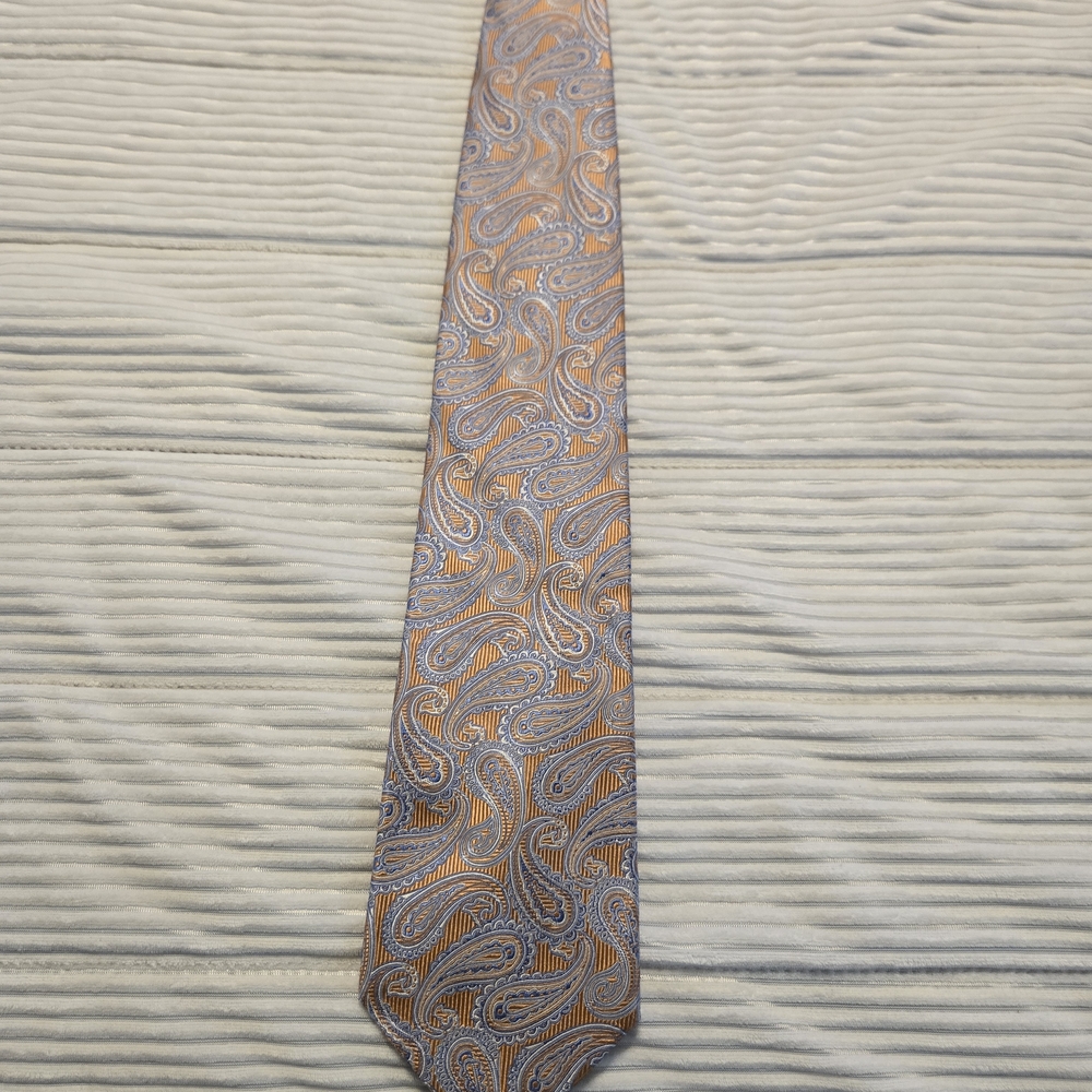 Elegant Paisley Tie in Orange and Gray